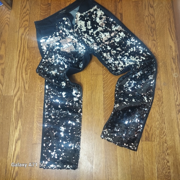 NWOT Juicy Couture 2-Tone Luxe Denim High Waisted Sparkly Sequin Jeans - Picture 2 of 14